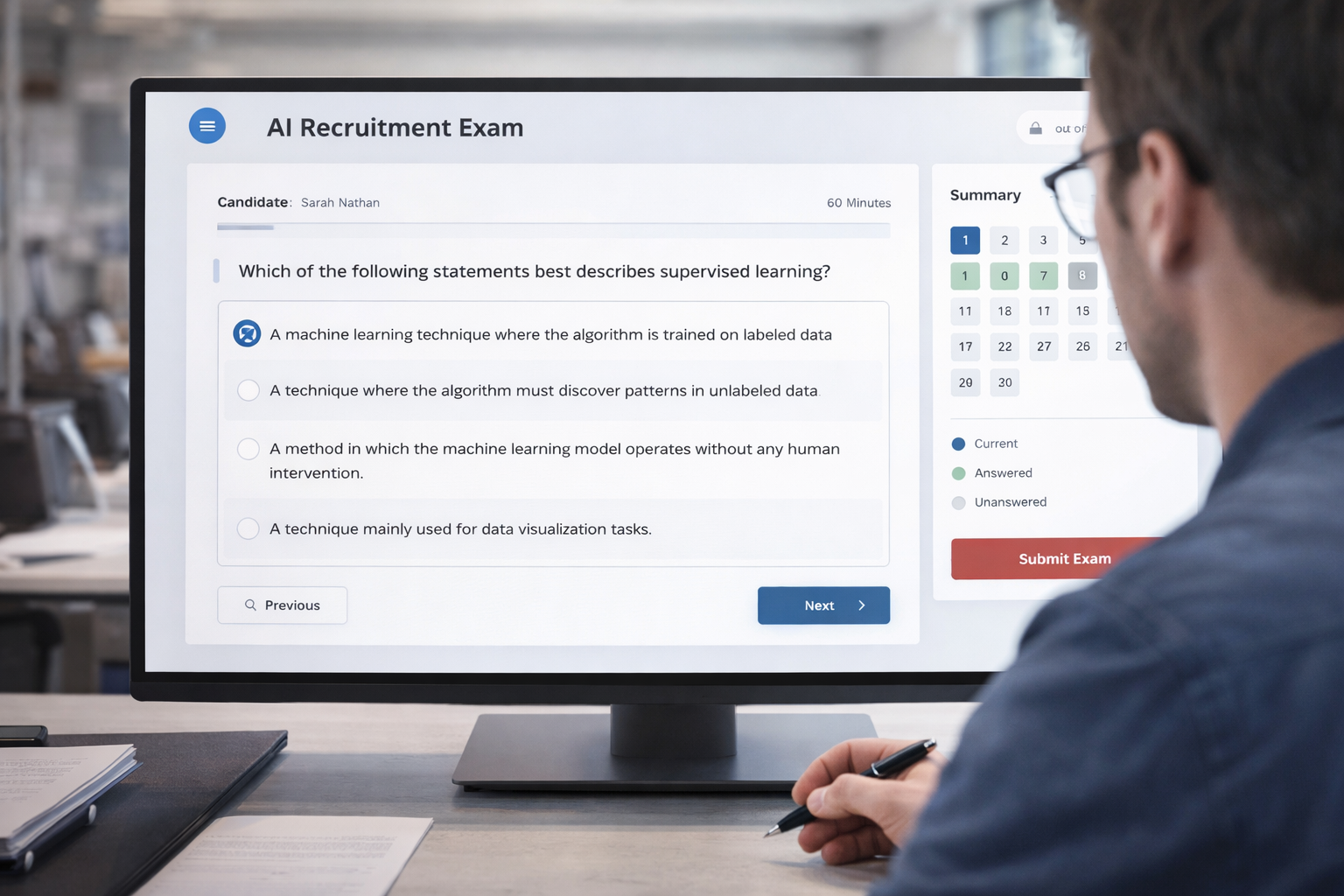 AI Recruitment Exam interface preview
